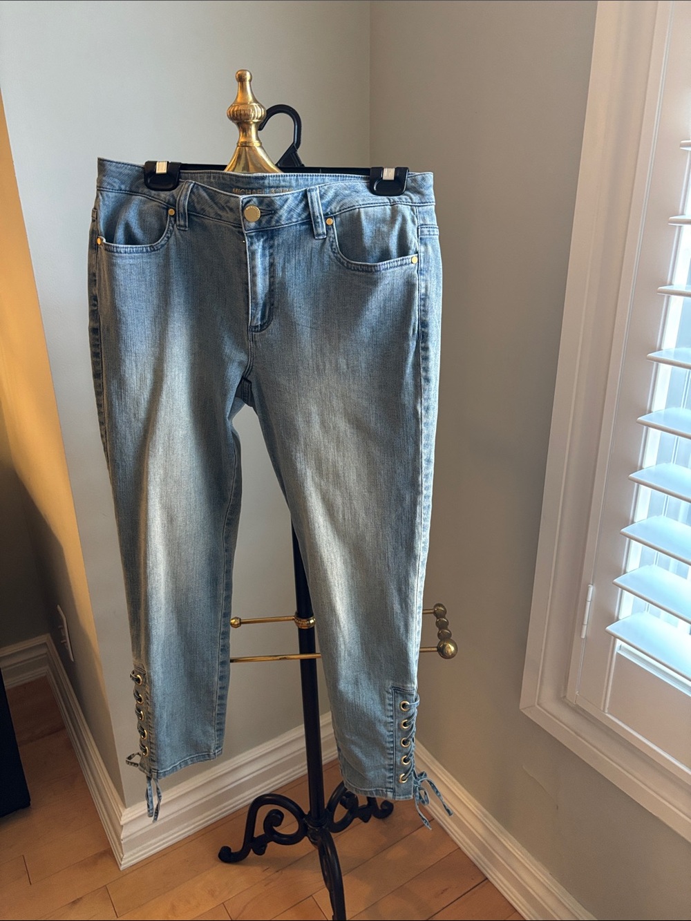 Michael Kors Light Blue Lace-Up Ankle Jeans